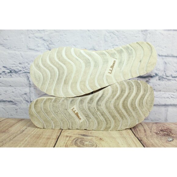 LL Bean Women's Tan Padded Leather Lakewashed Miniwedge Slide Sandals Size 6 M - Picture 9 of 9